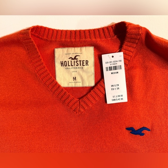 NOS Hollister Y2K orange sweater. Blue logo. M - Picture 6 of 6
